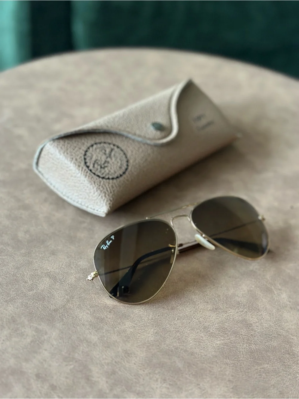 Ray-Ban Gold Aviator Sunglasses with Brown Polarized Lenses